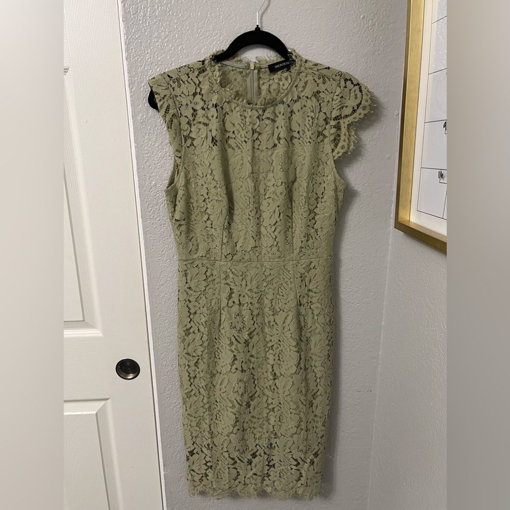 Olive Green Lace Dress